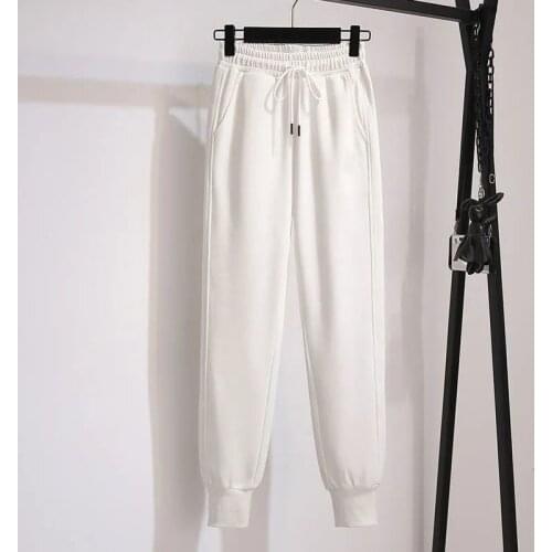 2021 summer new sportswear womens loose white casual pants show thin legged Harem Pants casual womens 9-point pants