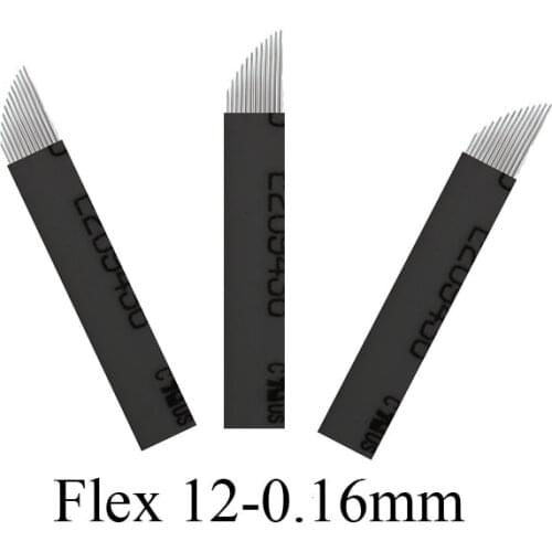 Hair Stroked 12Flex 0.16mm 50pcs 12 Pins Sloped Disposable Microblading Needles Permanent Makeup Needles for Manual Tattoo Pen