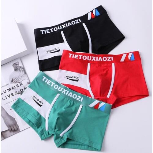 Single mens underwear mens Pure Cotton Boxer four seasons youth personality trend breathable underpants mens pants