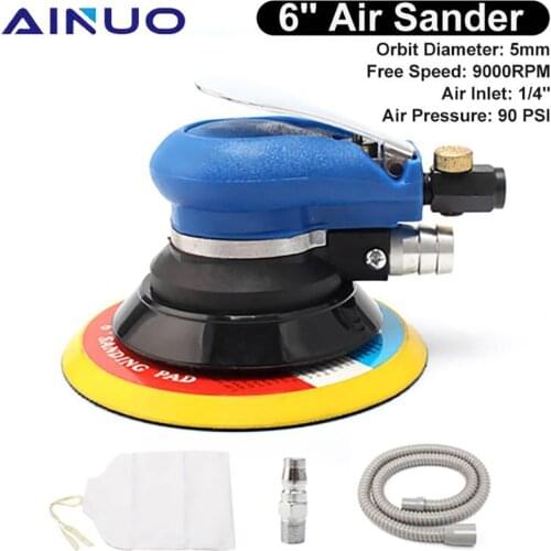 6 inch Air Random Orbital Palm Sander Polisher Pneumatic Grinder Power Tool Car Paint Care Rust Removal