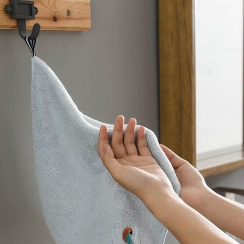 1Pc 30*30Cm Absorbent Face Care and Hand Wash Towel Cute Children Hangable Double-Sided Coral Fleece Soft Towel Reusable