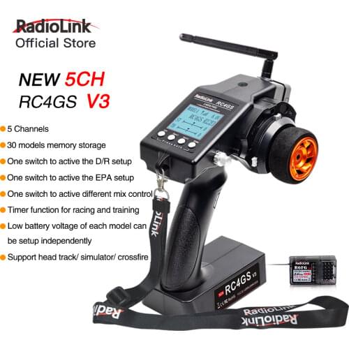 Radiolink RC4GS v2 2.4G 4CH RC RadioTransmitter and Receiver R6FG or R7FG Gyro Remote Controller for Car/Boat Rock Crawler/Truck