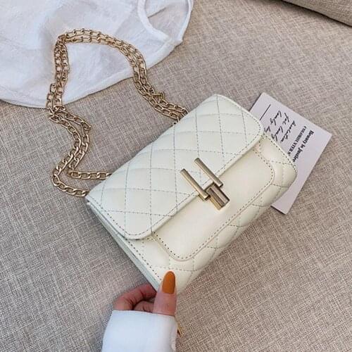 Retro PU Leather Chain Messenger Bags Shoulder Bag Women Crossbody Bags Purse Handbag Solid Color Luxury Bag Bolsa Feminina