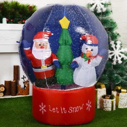 Christmas Decoration Inflatable Snowball with Santa Claus 1.2m High Inflatable Decoration Yard Lawn Decoration New Year Party