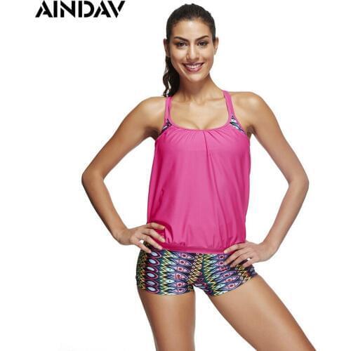 Brands Tankini 2 piece Swimsuits Swimwear Women with Striped Waves Shorts Sports Suits Beach Wear Bathing Suit Plus Size XXXL