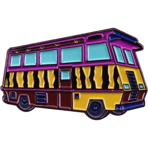 Retro school bus pin cute pastel car brooch transportation badge artist gift backpack jackets decor