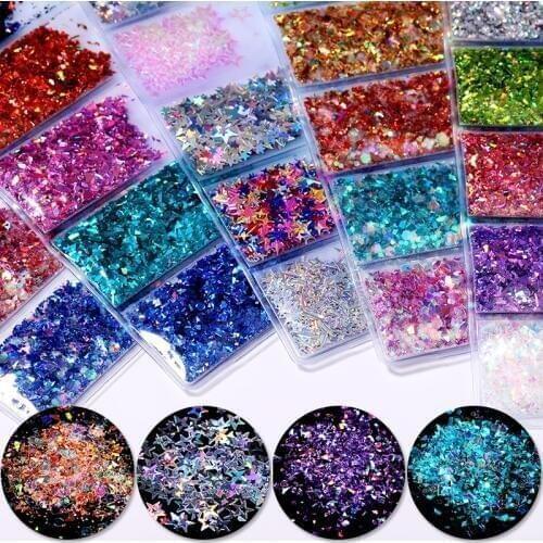 Mixed Nail Powder Sequins Colorful Nail Flakes Sticker Dust For Nail Art Decorations Irregular Colorful Glitter Paillette DIY
