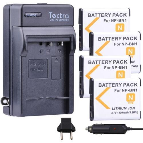 Tectra 4pcs NP-BN1 NP BN1 Camera Bateria+Digital Charger for Sony Cyber-shot DSC-TX5 DSC-TX7 DSC-TX9 DSC-TX10 DSC-TX20 TX30