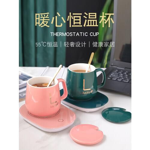 Warm cup lovers constant temperature cup 55 degree cup milk Cup Mug coffee cup water cup thermos cup with spoon