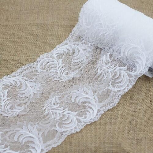 MLAEY 21cm wide 2 yds/lot,White Handmade Hair Decoration Wide Lace Trim wedding dress skirt lace Fabric