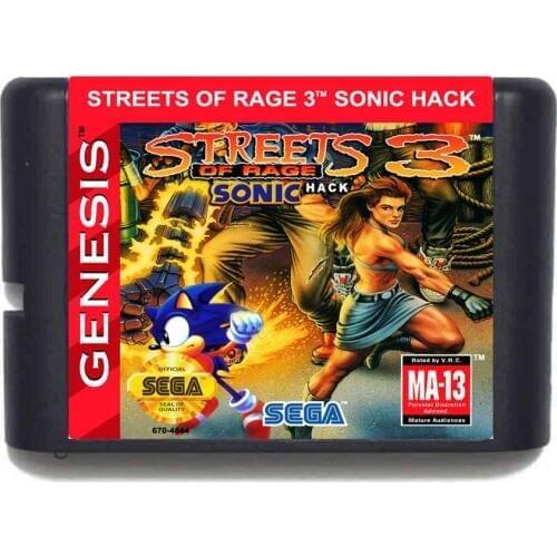 Streets Of Rage 3 Sonic Hack NTSC-USA Game Cartridge For 16 bit Sega Mega Drive / Genesis