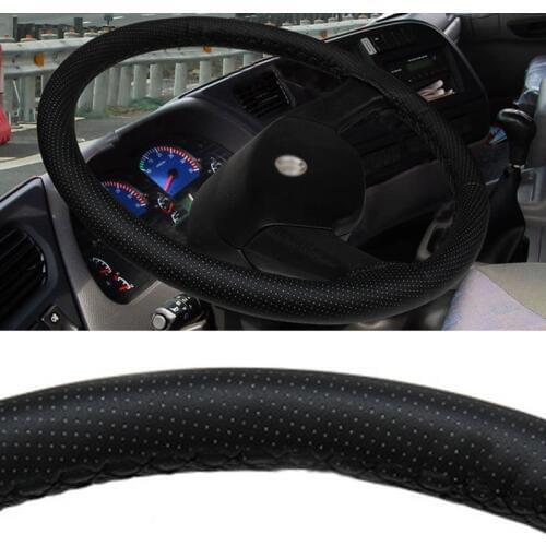 Universal Black 38cm PU Soft Breathable Hand Stitched Car Steering Wheel Cover For Audi BMW VW Toyota Ford Mazada Mercedes Benz