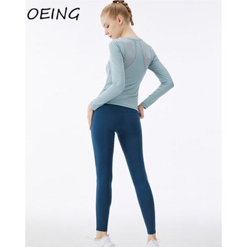 Women Fitness Clothing Sport Sets Running Mesh Patchwork Long Sleeve Workout Set with Underwear