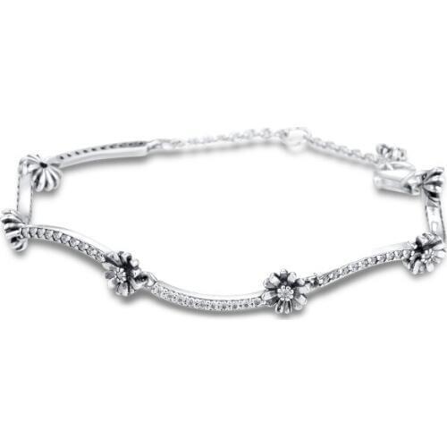 Sparkling Daisy Flower Bracelets For Woman DIY Beads & Charms Sterling Silver Fashion Jewelry Bracelets
