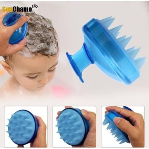 New Scrubber Spa Hair Shampoo Silicone Brush Head Body Scalp Massage Shower Bath Brush Hair Washing Comb Scrubbers Body Cleaner