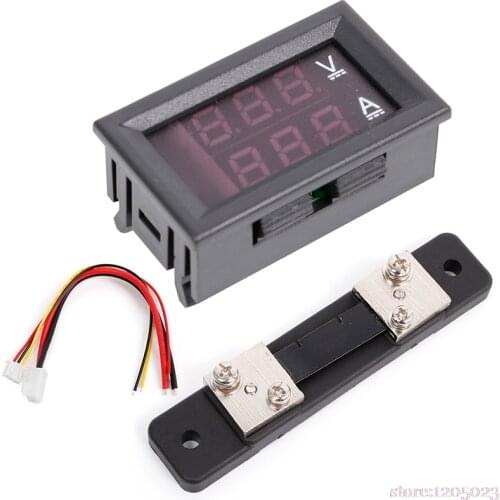 0-100V/50A Red Blue Digital Voltmeter Ammeter 2in1 DC Volt Amp Meter Shunt #RW1209