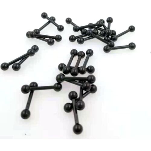 NEW 1 PAIR BLACK Stainless Steel 14G 16G 18G ball industrial STRAIGHT barbell piercing Retail