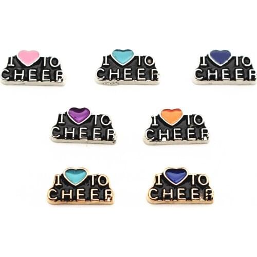 20Pcs/Lot Mixed Color I Love to Cheer Floating Charms Hand-made DIY for Glass Lockets