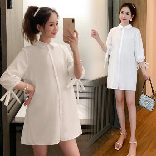 6632# Maternity Clothes Summer Short Sleeve white Easy Matching Loose Stylish Tops for Pregnant Women