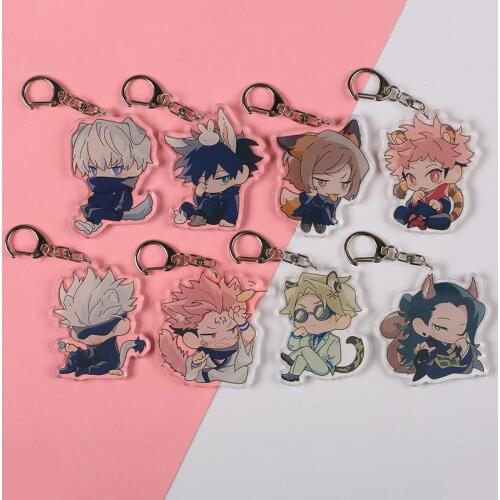 1 Pcs Cartoon Anime Jujutsu Kaisen Keychains Women Men Gojo Satoru Pendant Keyrings for Pants Kids Key Holder Figure Toys Gifts