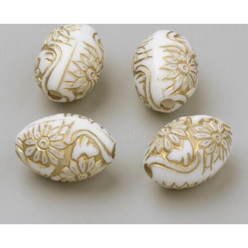 About 520pcs/500g 16x10.5mm Oval Plating Acrylic Beads Metal Enlaced Folk Style with 2mm Hole for Jewelry Making F80