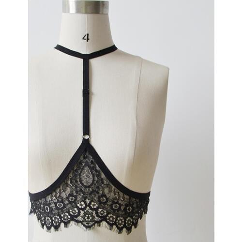 Sexy Women Alluring Gothic Elastic Cage Bra Crop Top Erotic Lingerie Pron Strappy Hollow Out Bra Bustier Bandage Harness Bra Top