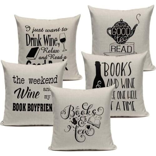 Tea kettle book design cushion cover linen-cotton cushion cover car sofa bed cushion pillow cover