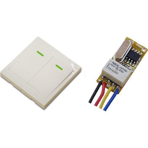 DC 3.5V 3.7V 4.5V 5V 6V 7.4V 9V 12V 3.5-12V Micro Relay Receiver Wireless Remote Control Switch System 2CH 86 Wall Transmitter