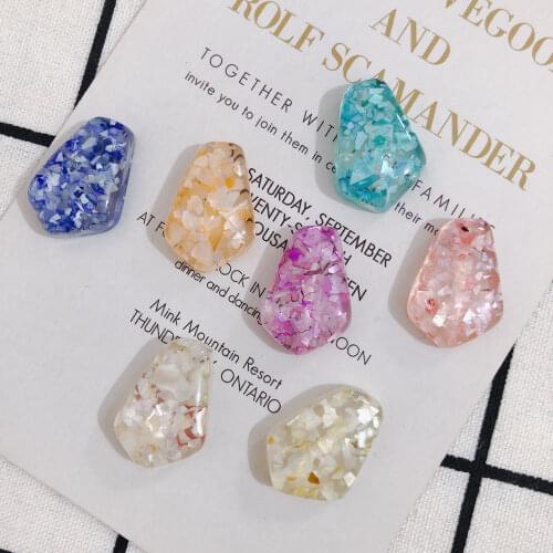 DIY jewelry new personality shaped resin cracked shell earrings material accessories 8pcs