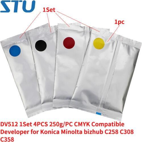 DV512 1Set 4PCS 250g/PC CMYK Compatible Developer for Konica Minolta bizhub C258 C308 C358 BH C258 C308 C358