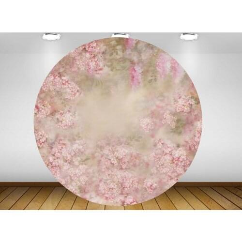 Fantasy flower Round circle background backdrop pink baby shower birthday party decor candy table banner fabric YY-215