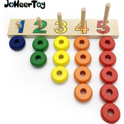 JaheerToy Baby Math Toys for Children 1-5 Count Montessori Educational Wooden Toy for Kids 2-3-4 Years Old Gifts