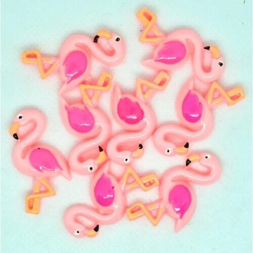 20PCS Resin Flat Back Light Pink Flamingos Cabochons,Party Cake Decoration Toppers,DIY Jewelry Charms 20X33mm