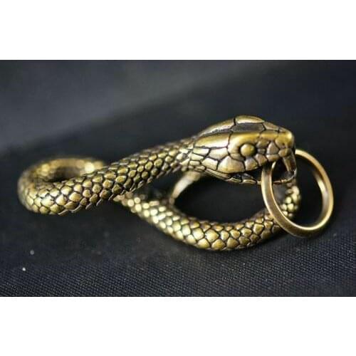 Chinese Vintage Exquisite Pure Copper Snake-shaped Keychain Pendant