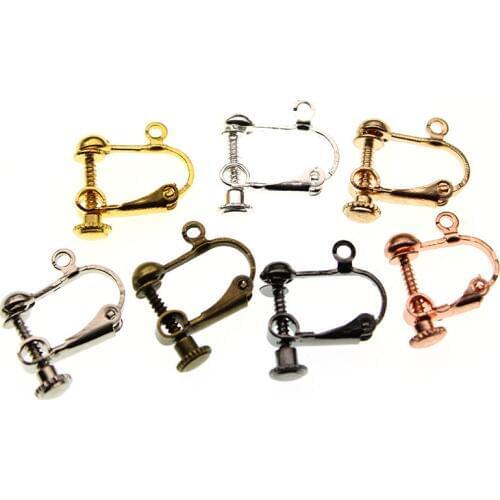 20pcs/Lot 14x17mm Round Head Screw Ear Clip DIY Handmade Clip On Earrings Parts No Pierced Ear Clips Jewelry Findings