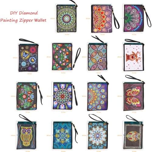 DIY Diamond Painting Chain Zipper Wallet Special Shaped Diamond Shoulder Bag PU Leather Handbag Storage Bag Women Wristlet Bags
