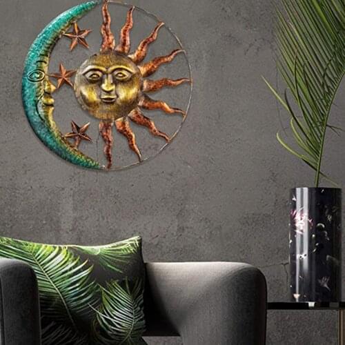 Creative sun moon wall decoration, fashionable sun moon wall decoration, iron electroplating sculpture, home decoration