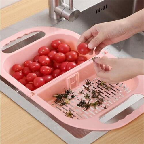 Kitchen Foldable Sink Drainer Plastic Filter Dish Tableware Rack Flexible Drain Basket Folding Fruit Vegetable Washing Basket