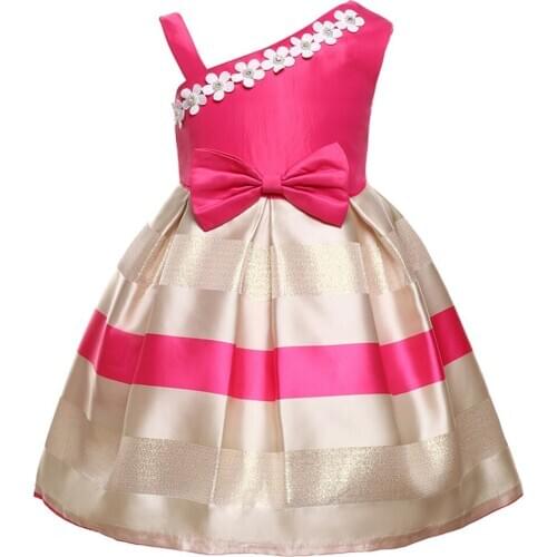 Dress For Girls Summer Hot Sale One-shoulder Striped Girl Costume Princess Party Dress Childrens Weeding dresses Clothing 2-10Y