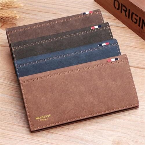 Frosted Purse Two Fold Handbag Long Wallet PU Business Men Moneybag Commercial Billfold Gentleman Brown Camel