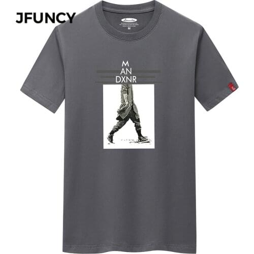 JFUNCY Summer Plus Size Men T-shirt Male Short Sleeve Cotton Tshirt Fashion Print Man Casual Tops Oversize S-6XL Loose Clothes