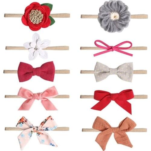 1 Piece Lytwtws Baby Flower Bowknot Headband Girl Hairband Head Band Infant elastic Newborn Toddlers Hair Accessories clothes