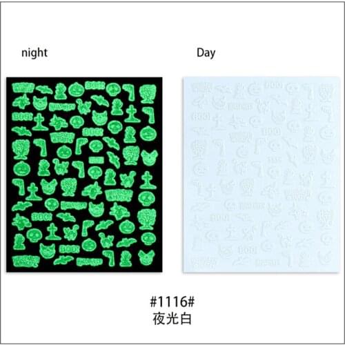 Halloween Nail Decals Luminous Stickers Festival Art Decoration Pumpkin Witch Sorceress Self Adhesive Nail Polish Manicure New