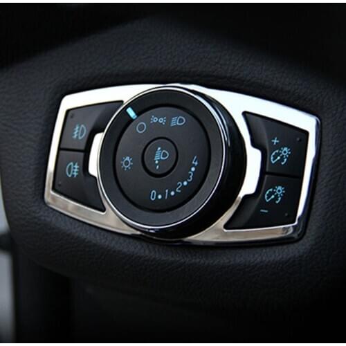 Stainless steel headlight switch cover stickers For Ford focus 3 MK3 MK4 KUGA Escape mustang 2015 Mondeo Fusion 2013-2016