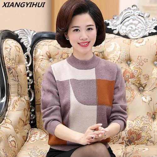 New 2017 Cashmere Sweater Thick Women Sweaters and Pullovers mother Fashion O-Neck Solid Long sleeve Sweater hot selling