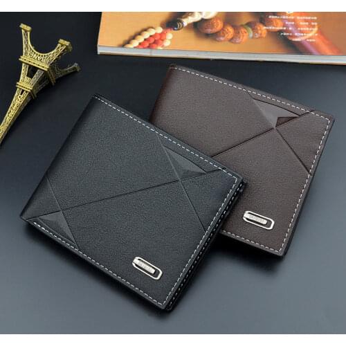 2021 New Mens Wallet Short Multi-card Coin Purse Fashion Casual Wallet Male Youth Thin Three-fold Horizontal Soft Wallet Men PU