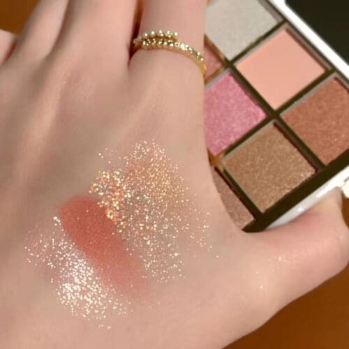 Eyeshadow Palette Shiny Highly Pigmented Non-caked 9 Colors Pearly Matte Color Eyeshadow Palette for Party Women Cosmetic