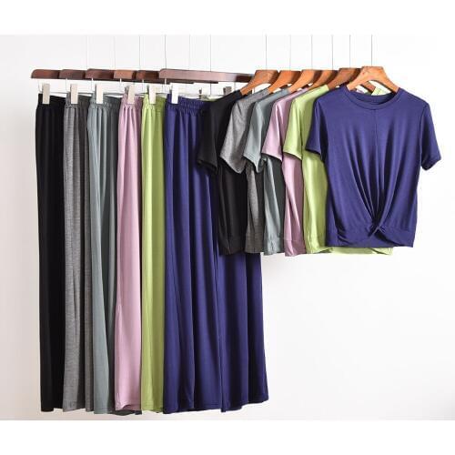 Fdfklak Modal Pajamas Set Short Sleeve Sleeping Clothes Long Pants 2Piece/Set Sexy Summer 2020 New Pyjama Home Sleepwear