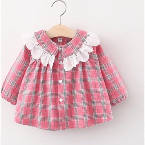 Fashion Children Christmas Clothing 2020 Spring Autumn New Pattern Cotton Long Sleeve Stripe Plaid Baby Girl Lapel Dress Newborn