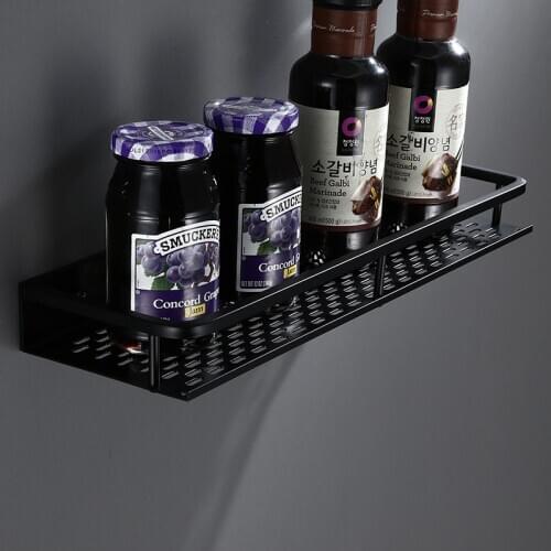 Bathroom Shelf Black Aluminum Hollow Out Wall-Mounted Square Shampoo Shelf Shelf Storage Rack Organizer Rack